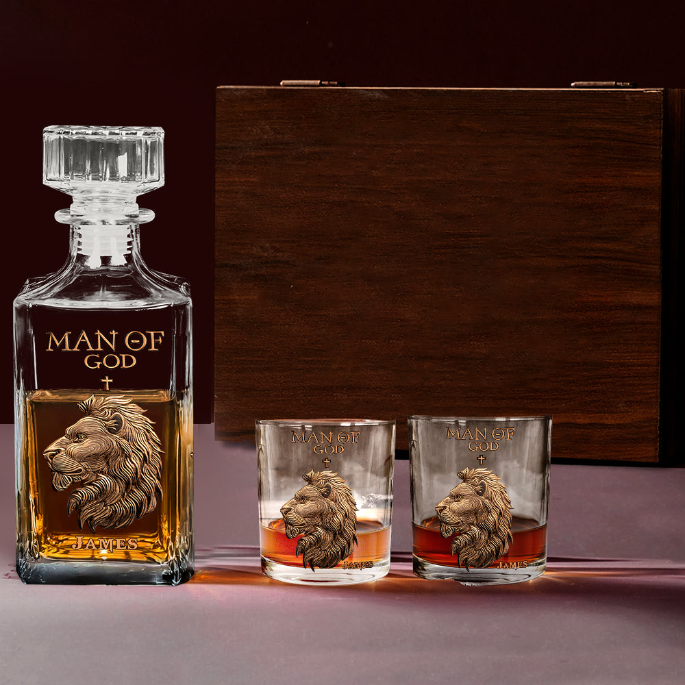 Man Of God - Personalized Christian Whiskey Decanter Set