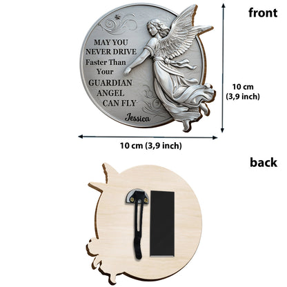 Guardian Angel Flying With You - Personalized Christian Shaped Car Visor Clip