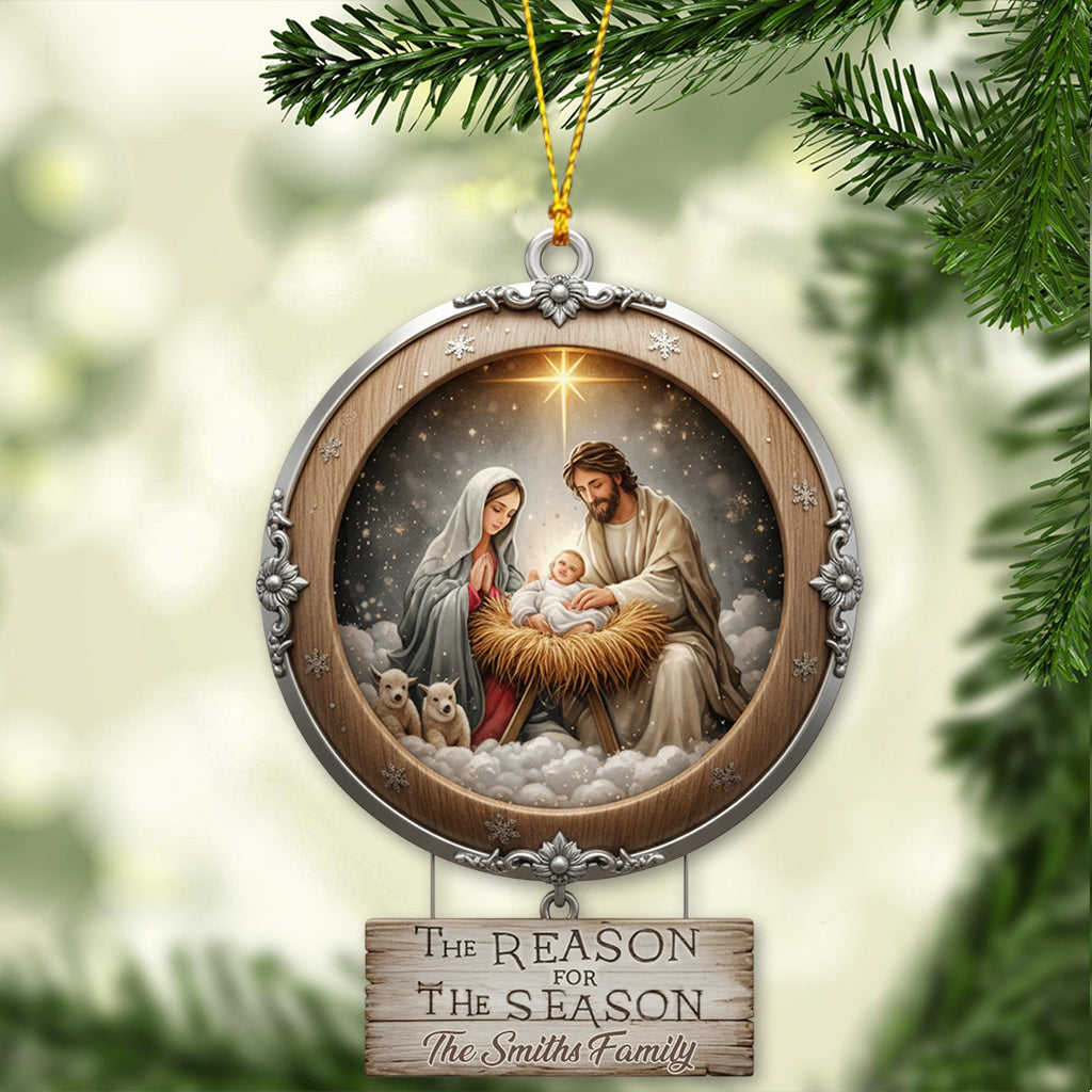 Christmas Nativity Holy Family Ornament - "Reason for the Season" Manger Scene Keepsake Gift for Christian Homes - Personalized Christian Ornament
