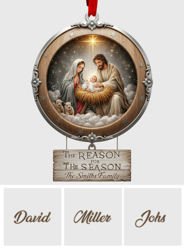 Christmas Nativity Holy Family Ornament - "Reason for the Season" Manger Scene Keepsake Gift for Christian Homes - Personalized Christian Ornament