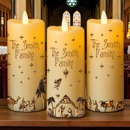Nativity Scene - Personalized Christian Flameless Candle