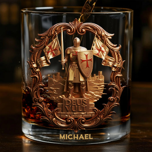 Deus vult - Personalized Christian Whiskey Glass