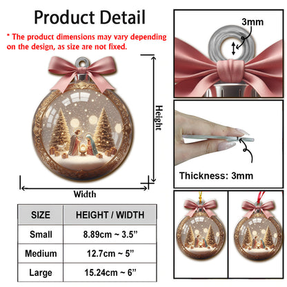 Elegant Christmas Nativity Scene Glass Bauble - Ornate Gold Trim, Meaningful Decor for Sacred Home Display - Christian Ornament