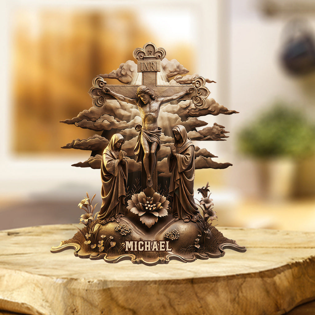 Christmas Sacred Crucifixion Sculpture - Personalized Christian Custom Shaped Acrylic Plaque