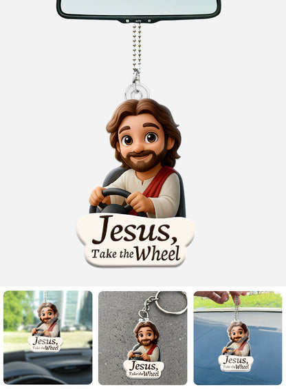 Jesus Take The Wheel - Christian Custom Shaped Car Ornament