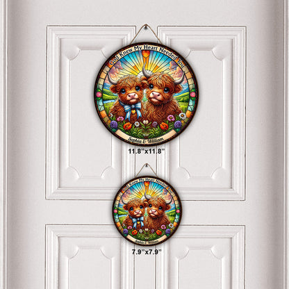 God Knew My Heart Needed You - Personalized Round Wood Sign