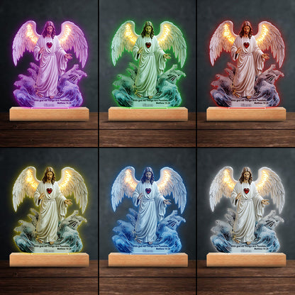 With God All Things Are Possible - Personalized Christian Shaped Plaque Light Base