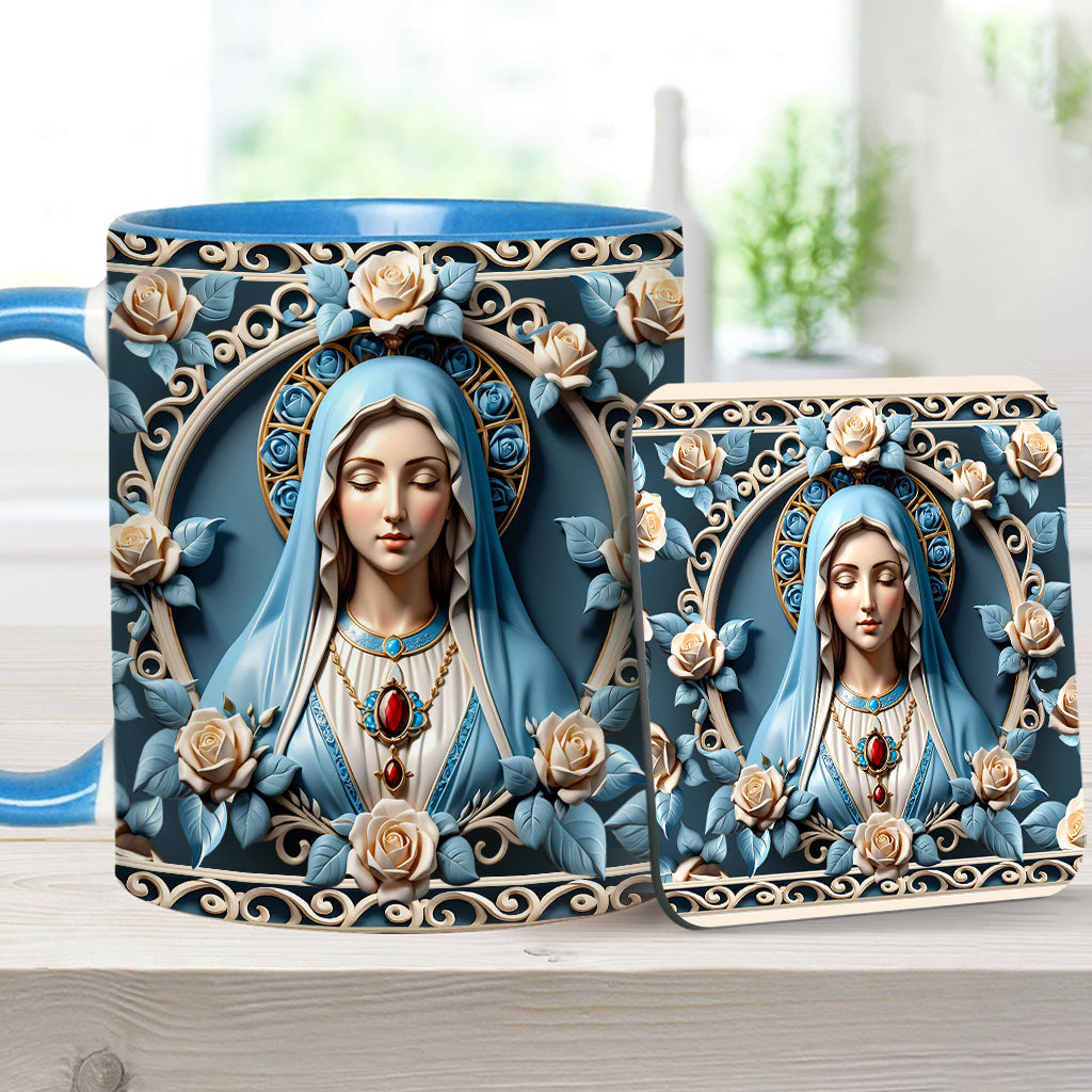 Mother Of God Rosette Wreath Emblem - Personalized Christian Accent Mug