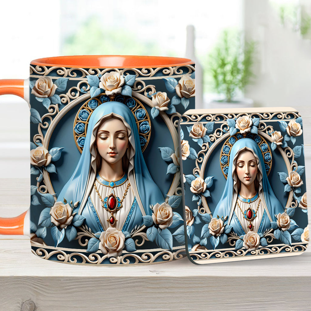 Mother Of God Rosette Wreath Emblem - Personalized Christian Accent Mug