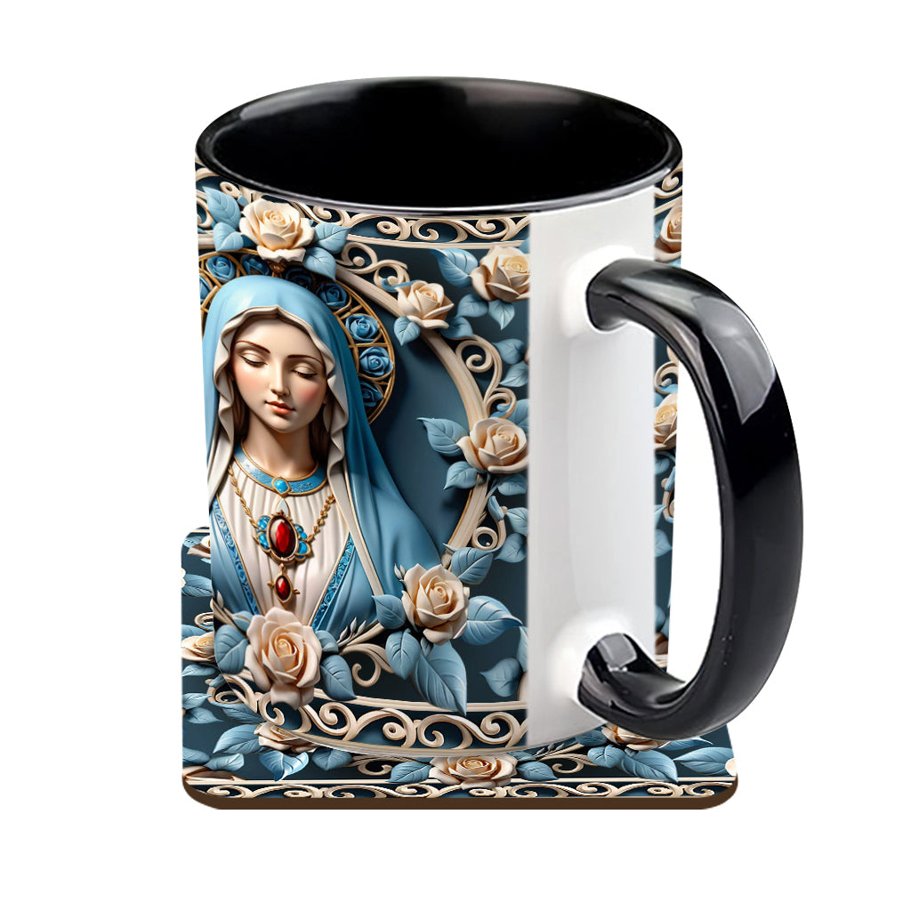 Mother Of God Rosette Wreath Emblem - Personalized Christian Accent Mug