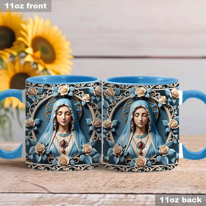 Mother Of God Rosette Wreath Emblem - Personalized Christian Accent Mug