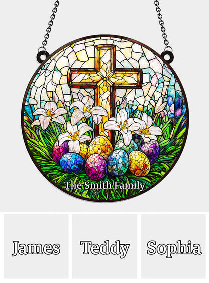 He Is Risen - Personalized Christian Window Hanging Suncatcher Ornament