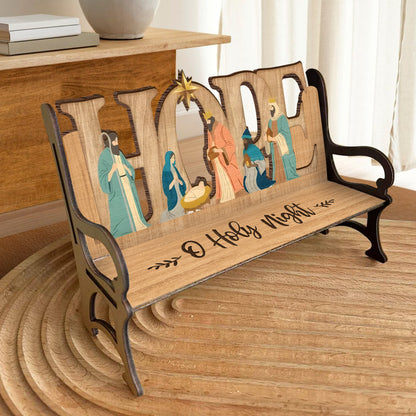 O Holy Night - Christian Wooden Bench
