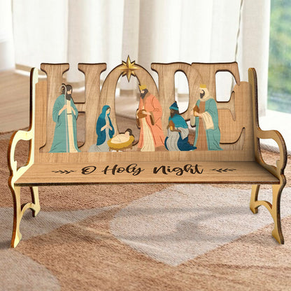 O Holy Night - Christian Wooden Bench
