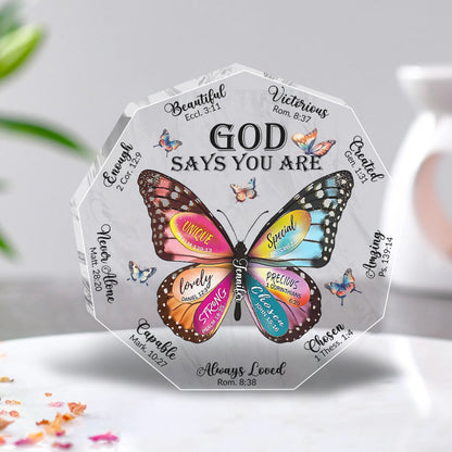God Says You Are - Personalized Christian Custom Shaped Acrylic Plaque