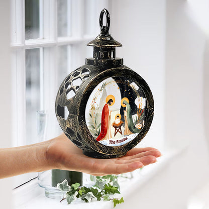 Holy Night - Personalized Christian Round Lantern With Light