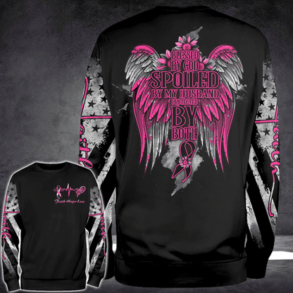 Blessed By God Breast Cancer - Breast Cancer Awareness All Over T-shirt and Hoodie 0822