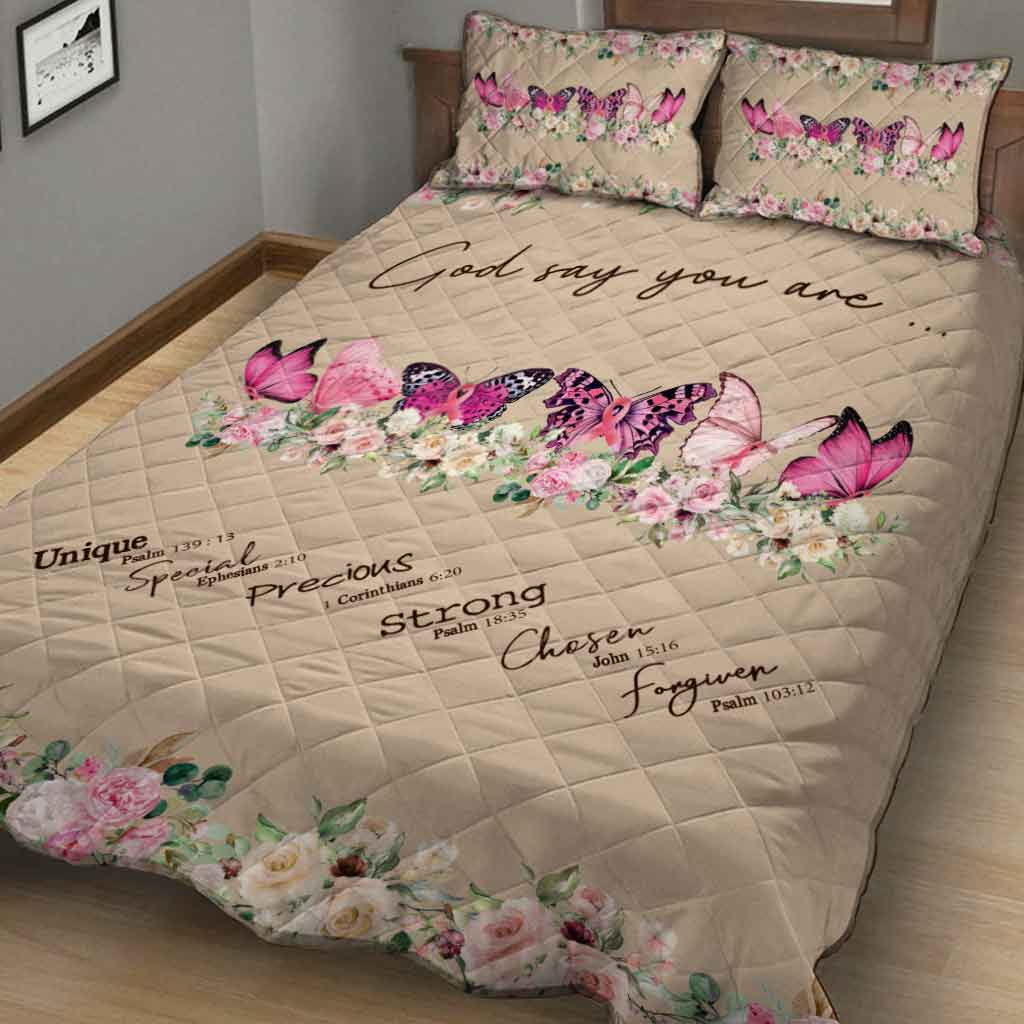 God Says You Are  - Breast Cancer Awareness Quilt Set 072021