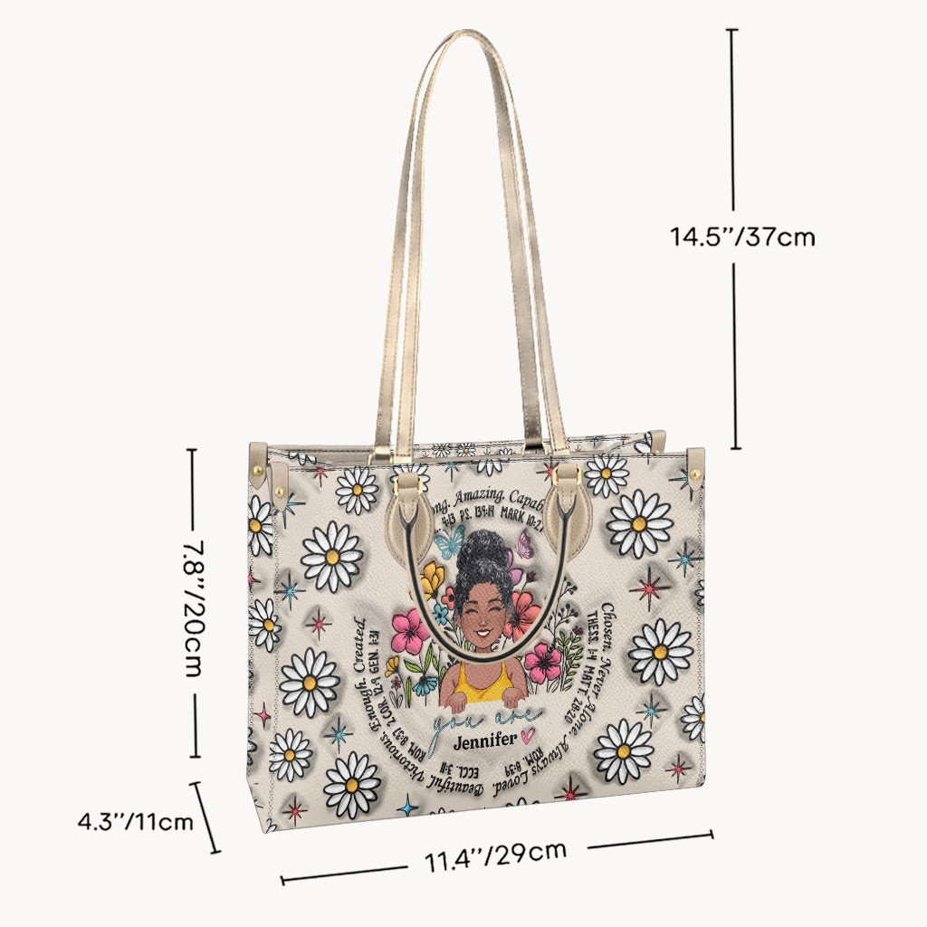 God Says You Are - Personalized African American Leather Handbag