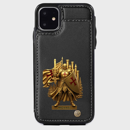 Christmas Gift Golden Templar Knight - Personalized Christian Wallet Phone Case