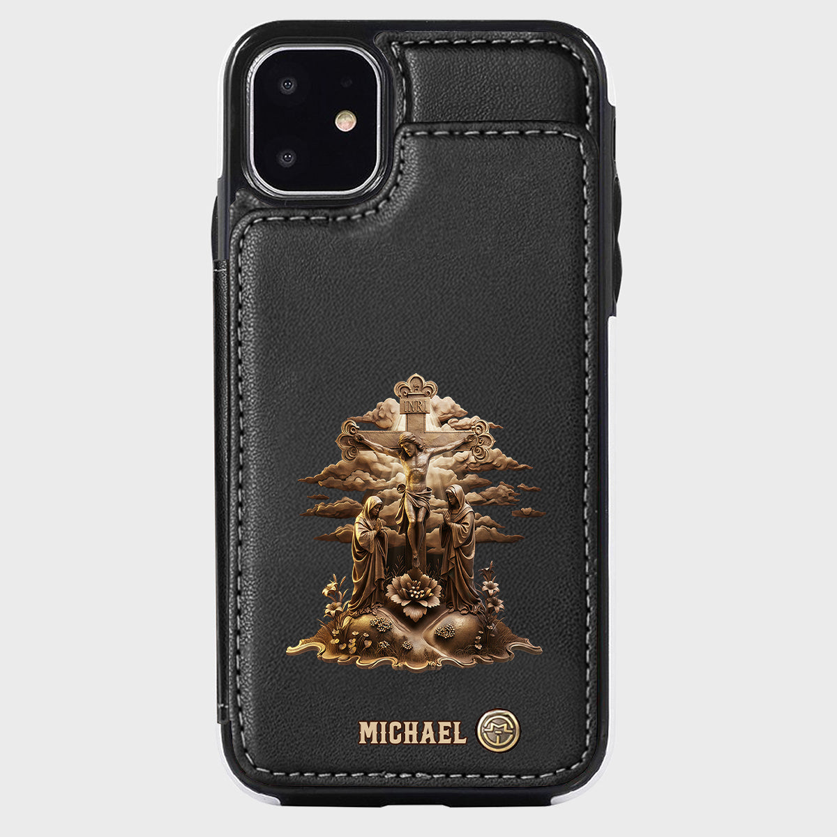 Christmas Sacred Crucifixion Sculpture - Personalized Christian Wallet Phone Case