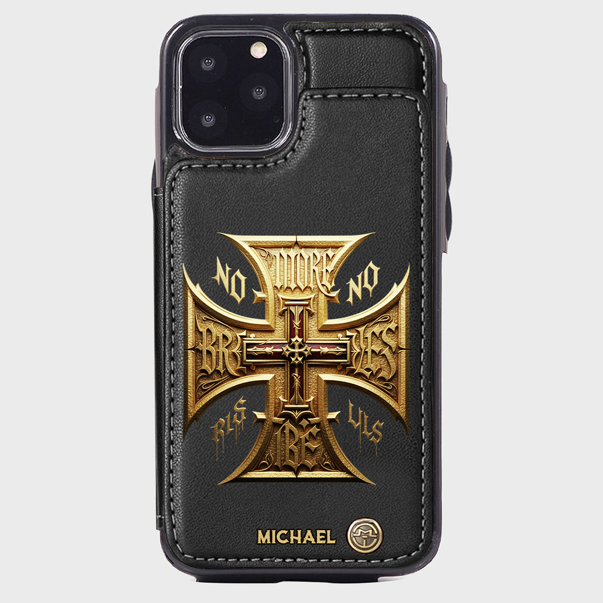 Medieval Cross Detailed Gothic Style - Personalized Christian Wallet Phone Case