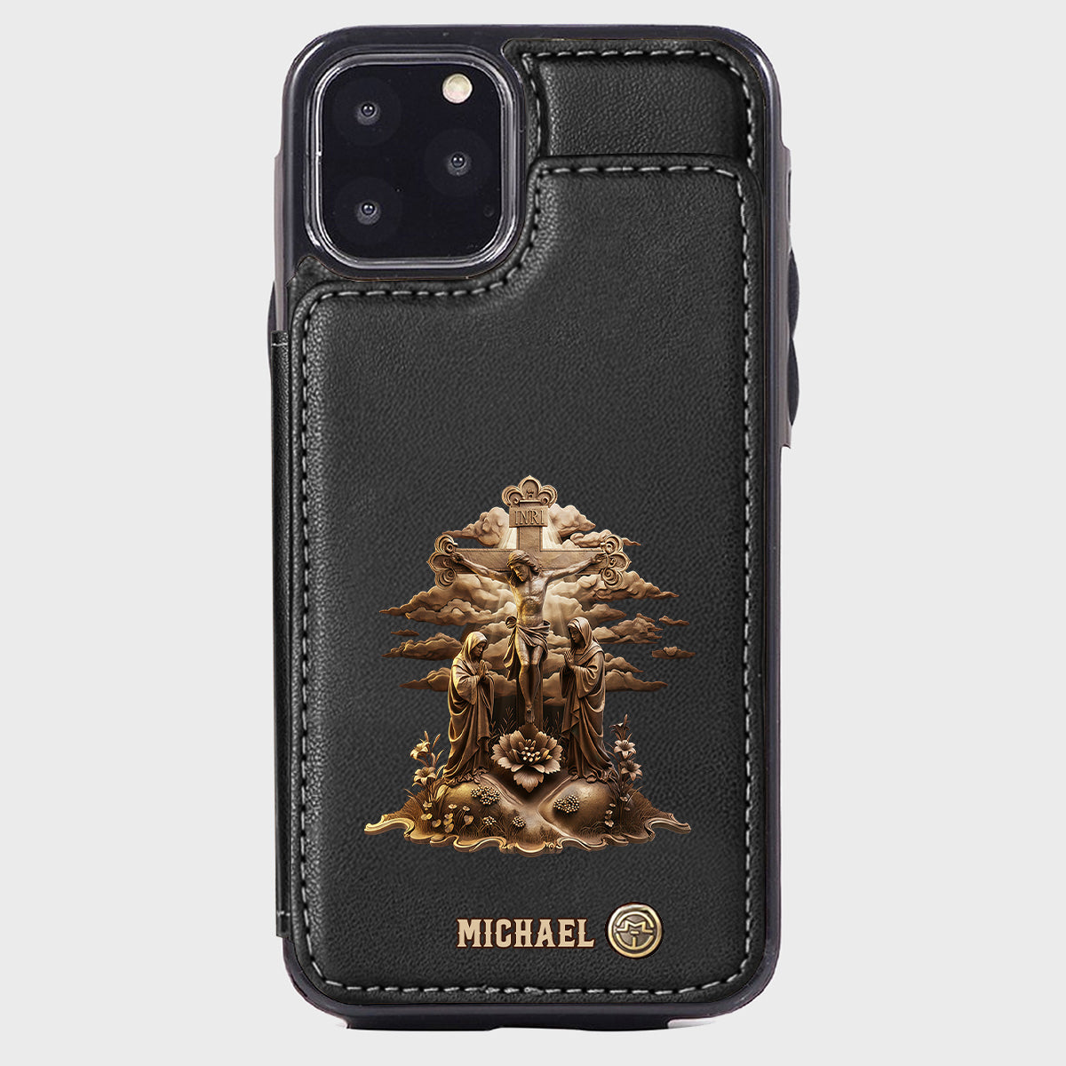 Christmas Sacred Crucifixion Sculpture - Personalized Christian Wallet Phone Case