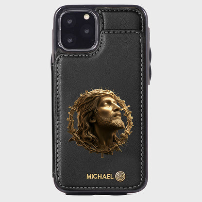 Christmas Jesus Christ Face with Crown of Thorns - Personalized Christian Wallet Phone Case