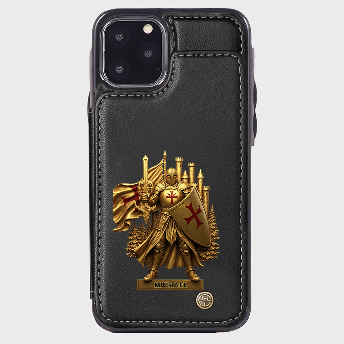 Christmas Gift Golden Templar Knight - Personalized Christian Wallet Phone Case