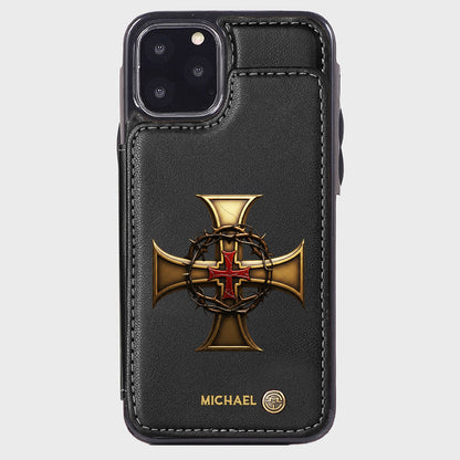 Christmas Golden Cross Crown of Thorns - Personalized Christian Wallet Phone Case