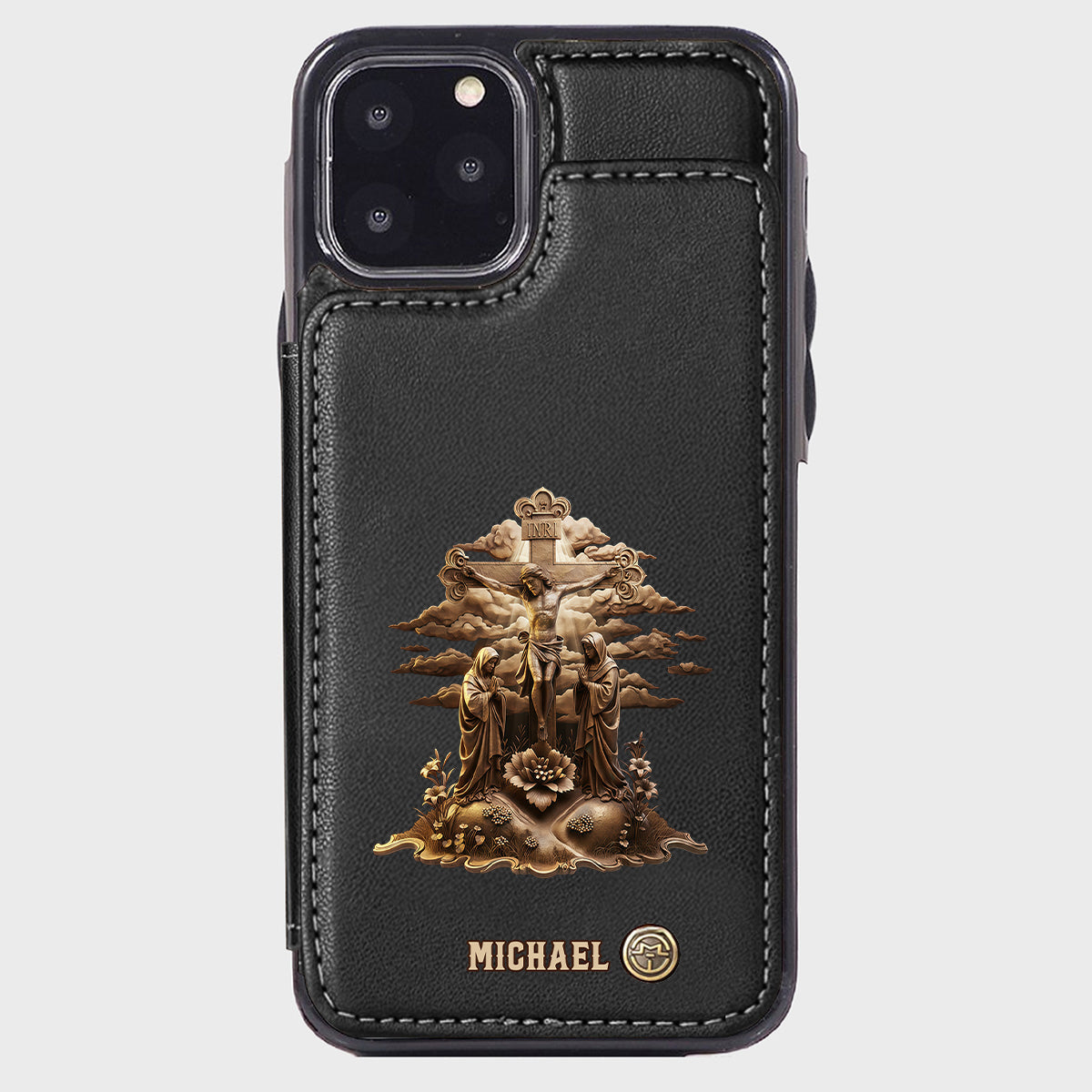 Christmas Sacred Crucifixion Sculpture - Personalized Christian Wallet Phone Case