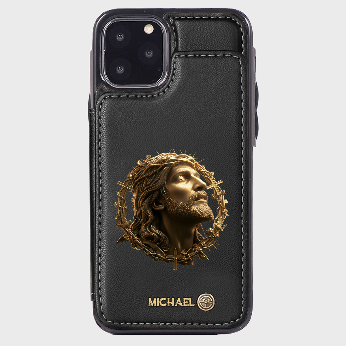 Christmas Jesus Christ Face with Crown of Thorns - Personalized Christian Wallet Phone Case