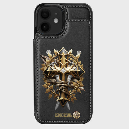 Festive Intricate Patriotic Christian Emblem - Personalized Christian Wallet Phone Case