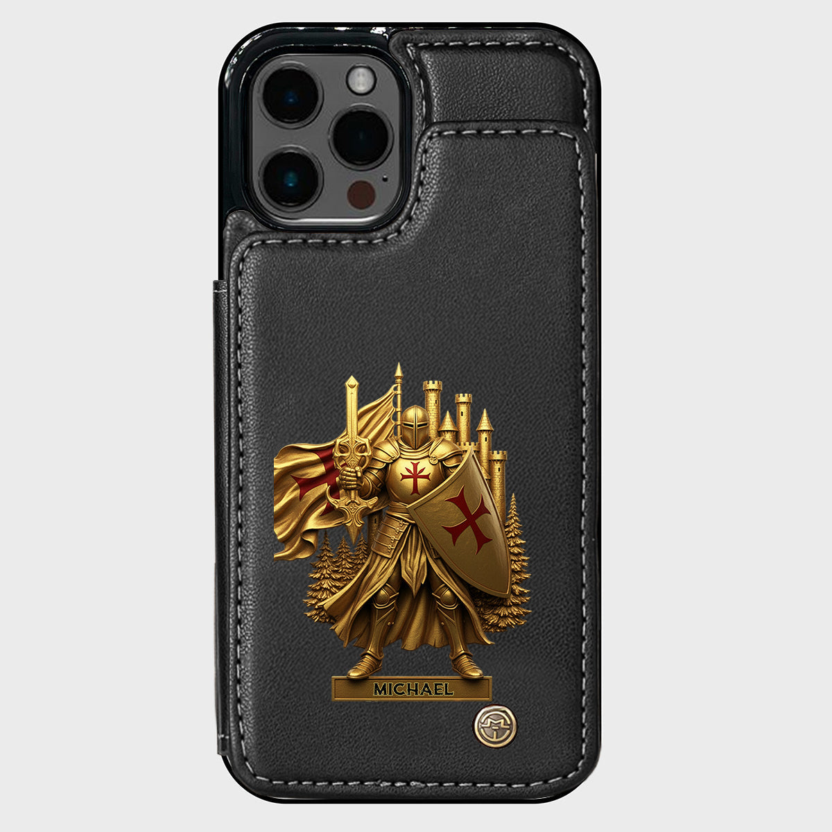 Christmas Gift Golden Templar Knight - Personalized Christian Wallet Phone Case