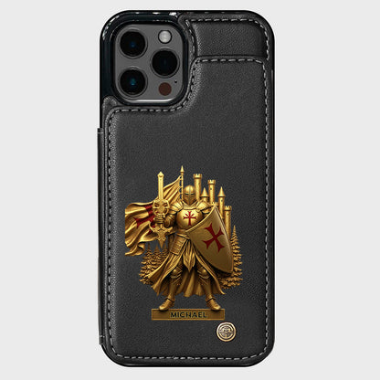 Christmas Gift Golden Templar Knight - Personalized Christian Wallet Phone Case