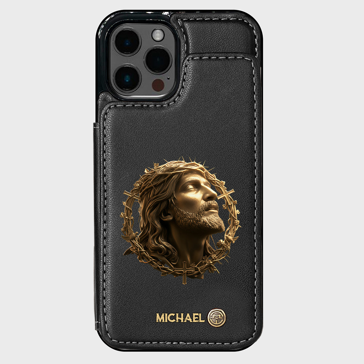 Christmas Jesus Christ Face with Crown of Thorns - Personalized Christian Wallet Phone Case