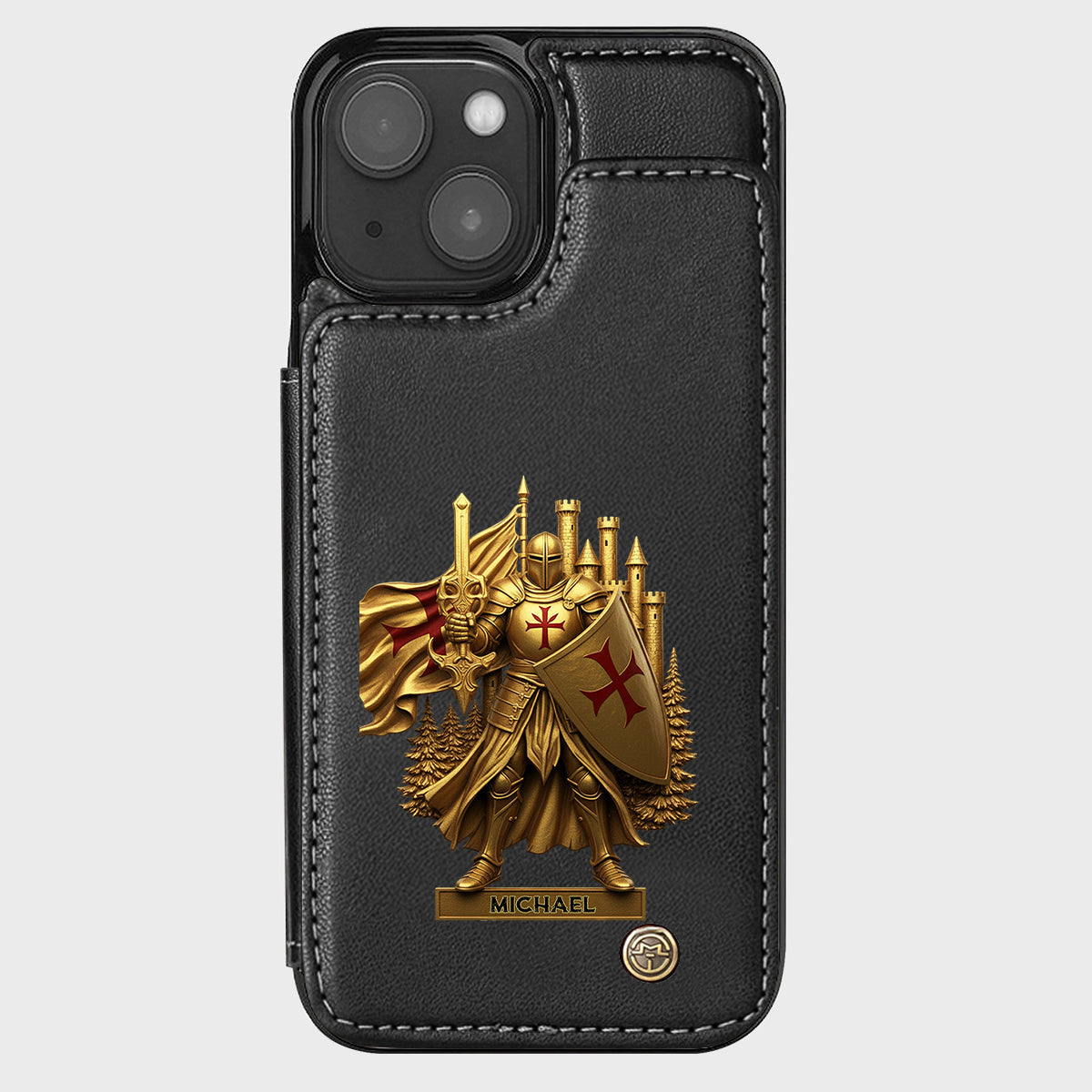 Christmas Gift Golden Templar Knight - Personalized Christian Wallet Phone Case