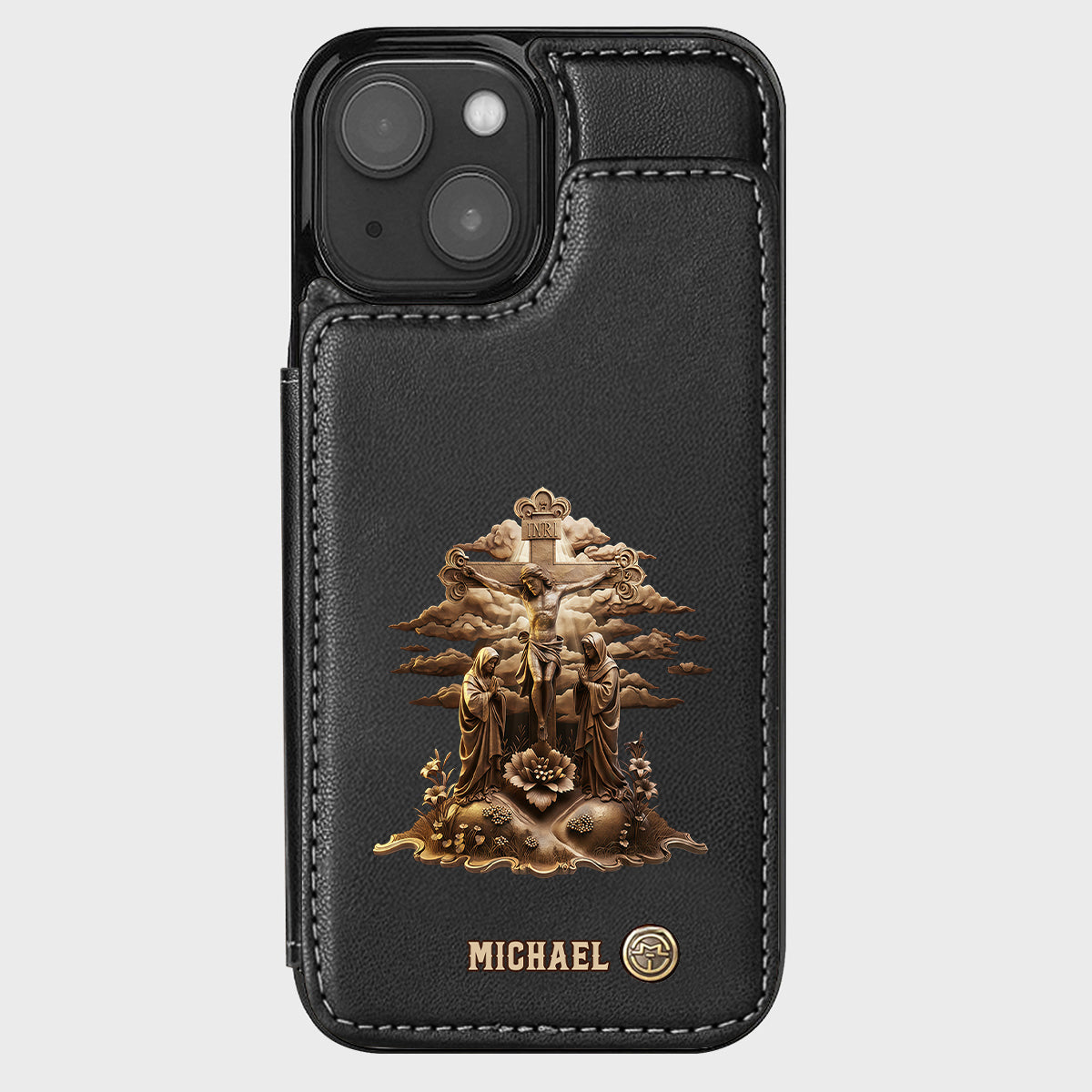 Christmas Sacred Crucifixion Sculpture - Personalized Christian Wallet Phone Case