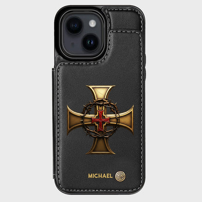 Christmas Golden Cross Crown of Thorns - Personalized Christian Wallet Phone Case