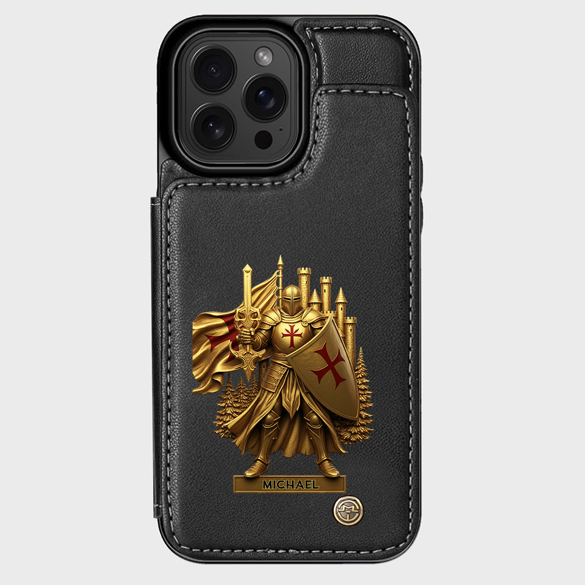 Christmas Gift Golden Templar Knight - Personalized Christian Wallet Phone Case
