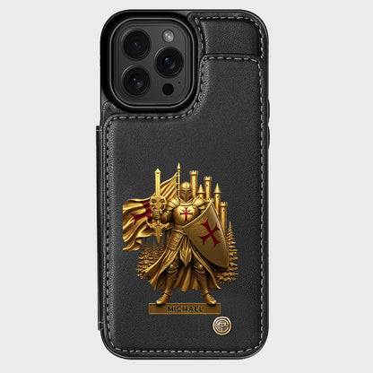 Christmas Gift Golden Templar Knight - Personalized Christian Wallet Phone Case