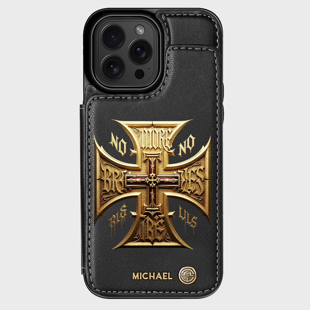 Medieval Cross Detailed Gothic Style - Personalized Christian Wallet Phone Case