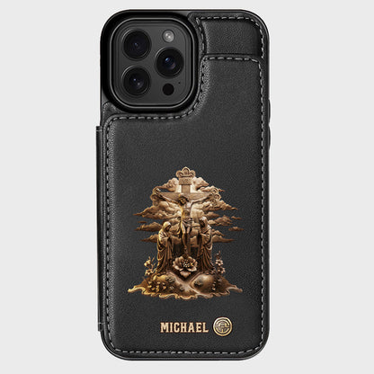 Christmas Sacred Crucifixion Sculpture - Personalized Christian Wallet Phone Case