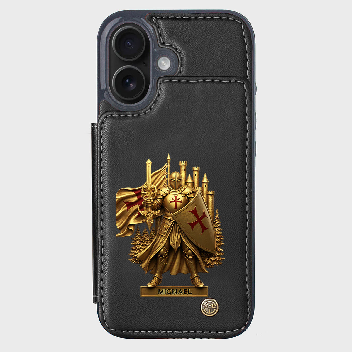 Christmas Gift Golden Templar Knight - Personalized Christian Wallet Phone Case