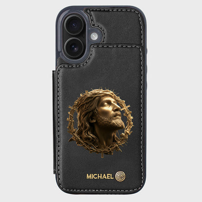 Christmas Jesus Christ Face with Crown of Thorns - Personalized Christian Wallet Phone Case