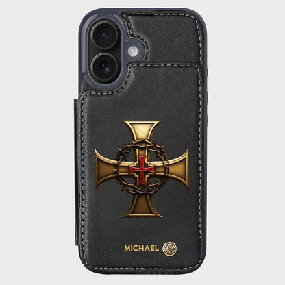 Christmas Golden Cross Crown of Thorns - Personalized Christian Wallet Phone Case