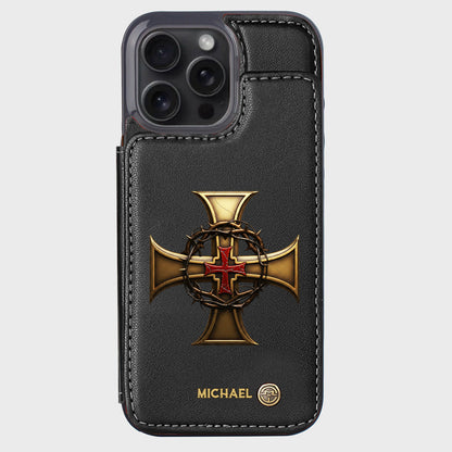 Christmas Golden Cross Crown of Thorns - Personalized Christian Wallet Phone Case