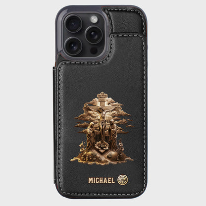 Christmas Sacred Crucifixion Sculpture - Personalized Christian Wallet Phone Case