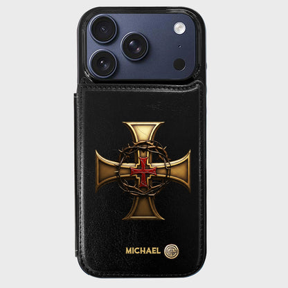 Christmas Golden Cross Crown of Thorns - Personalized Christian Wallet Phone Case