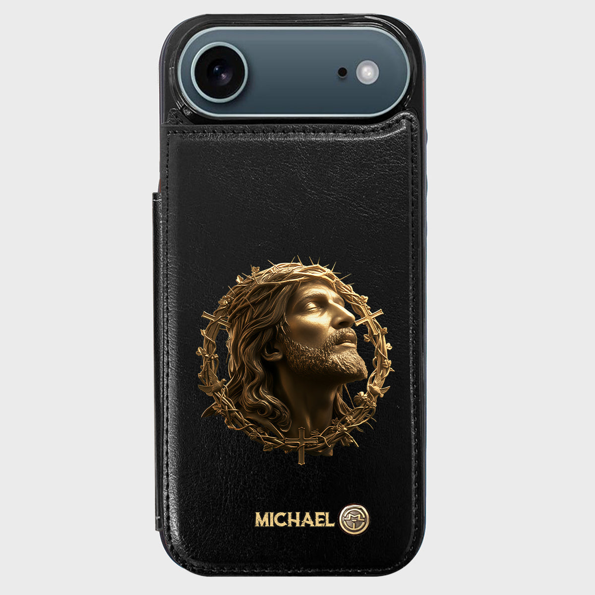 Christmas Jesus Christ Face with Crown of Thorns - Personalized Christian Wallet Phone Case